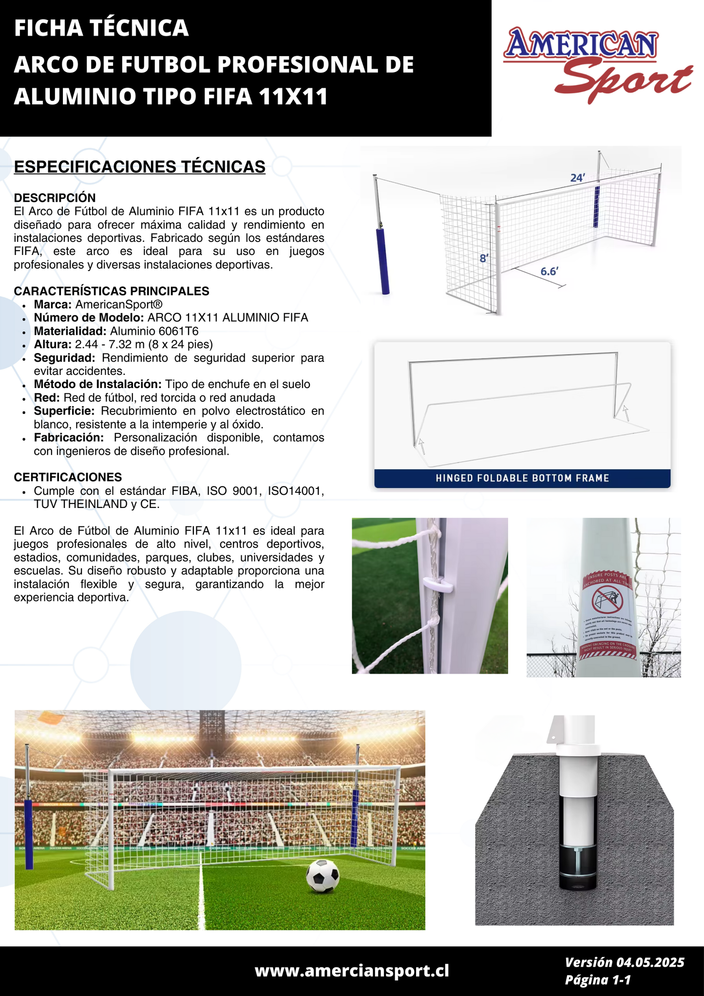ARCO FUTBOL DE ALUMINIO 11X11 FIFA