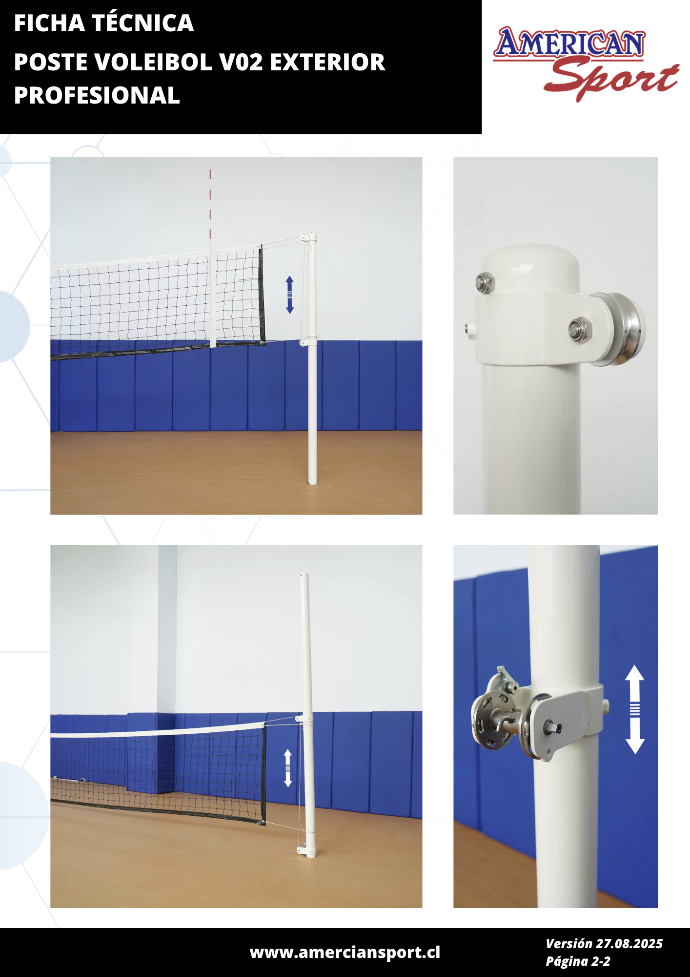 SET 2 POSTES DE VOLEIBOL V02 EXTERIOR PROFESIONAL
