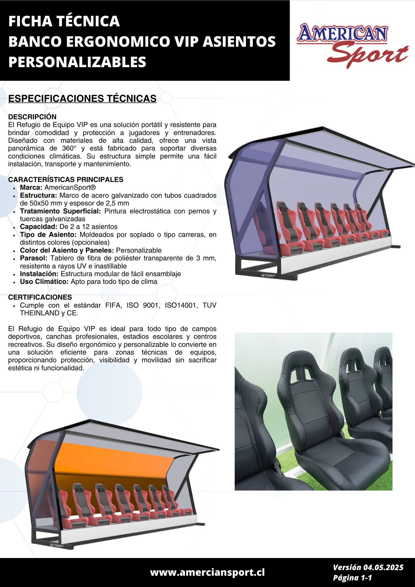 BANCO ERGONOMICO VIP 7 ASIENTOS